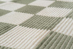 Revival Rugs Gambit 6'7"x9' Checkered Rug Washable Area Rug for Living Room Bedroom - 100% Recycled Oeko-TEX Certified, Medium Pile, Green, Beige