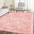 Latepis Pink Bedroom Rug 4x6 Area Faux Sheepskin Rug Fluffy Fur Rugs for Living Room Furry Bedside Rugs for Girls Room Luxury Home Decor