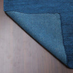 Hand Knotted Loom Wool ECO-Friendly Area Rugs - 8'x11', Rectangle, Blue Color, Solid Plain Design, High Pile Handmade Anti Skid Area Rugs for Living Room, Bed Room (L00111)