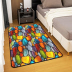 Cobblestone 3x5 Area Rug Rainbow Pebble Rugs for Living Room | Garden Gravel Stone Washable Rug, Watercolor Cobble Carpet Indoor Floor Mat
