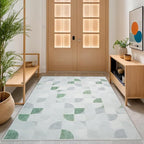 4X6 Rug Boho Washable, Modern Abstract Area Rugs for Bedroom Entryway Living Room Bedside Low-Pile, Small Throw Floor Carpet Non Slip Ultra-Thin Soft Indoor Light Green