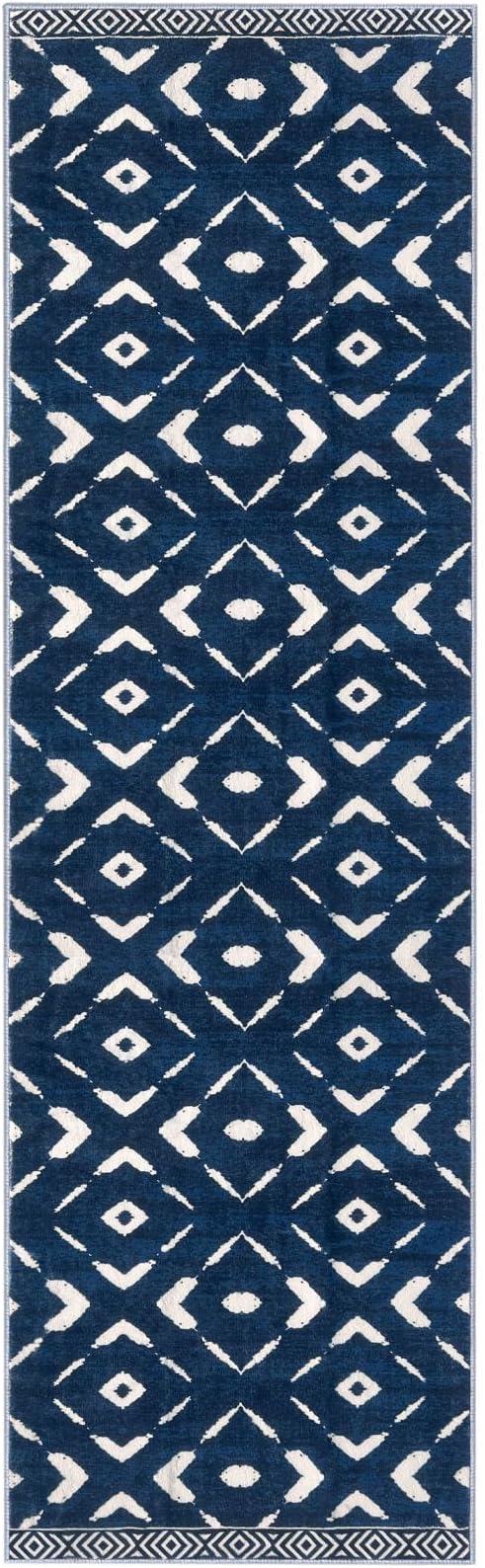 KILOCOCO Hallway Runner Rug 2'x7' Runners for Hallways Soft Washable Runner Rugs Non Slip Printed Low-Pile Runners for Bedroom Kitchen Living Room Laundry Room Boho Rugs, Blue