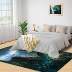 Peacock Rugs for Bedroom - 2x3 Rug, Peacock Decor Area Rugs for Living Room, Natural Landscapes Carpet, Waterfall Washable Area Mat, Aesthetics Carpet - Peafowl Home Decor & Gifts