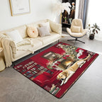 Merry Christmas Large Area Rug 5x7 Puppy Christmas Tree Living Room Rug | Little Cat Pup Dog Rugs for Bedroom, Cute Pet Animal Golden Retrievers Carpet Indoor Floor Mat