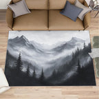 Misty Forest Rugs for Bedroom - 2x3 Area Rug - Modern Black White Art Rugs for Living Room, Natural Landscape Rug, Washable Home Decor Carpet