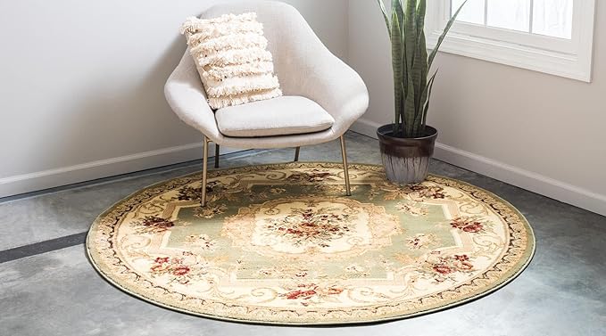 Rugs.com Chateau Collection Rug - 10 Ft Round Green Medium Pile Rug