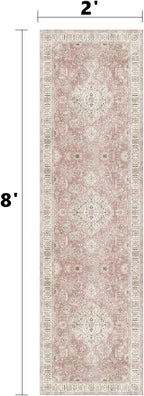 Washable Hallway Runner Rugs 2x8 Non-Slip Runner Rugs for Hallways Entrance Bedroom Runners Pink
