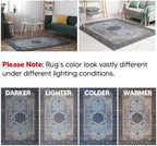 Keen Home Design 6x9 Rug - Machine Washable Area Rug with Non-Slip Backing, Ideal for Living Room, Dining Room, Bedroom - Vintage, Easy Clean, Durable, Low Pile Rug - (6' x 9')
