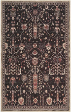 GLN Rugs Traditional Collection - Machine Washable Area Rug, Traditional Washable, Non Slip, Low Pile Chenille Rug, Living Room, Bedroom, Kitchen Rug (2' x 3' Black)