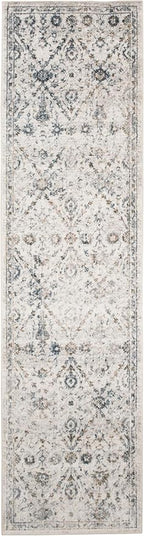 Nourison Home Astra Machine Washable Ivory Blue 2'2" x 8' Area Rug - Easy Clean, Non Shedding, Bed Room, Living Room, Dining Room, Kitchen (8' Runner)