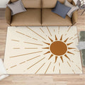 Boho Sun Area Rugs 3x5ft, Radiant Sunburst Boys Rugs for Bedroom, Geometric Solar Kids Room Rug Soft Fuzzy Washable for Living Room Game Room Coffee Table