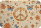 Erosebridal Groovy Party Decorations Bathroom Mat for Girls Women Peace Sign Decor Microfiber Bath Rug Hippie Butterfly 3D Entryway Door Mat 16x24 Cute Kawaii Florals Bath Mat Honey Bee Gifts for Kids