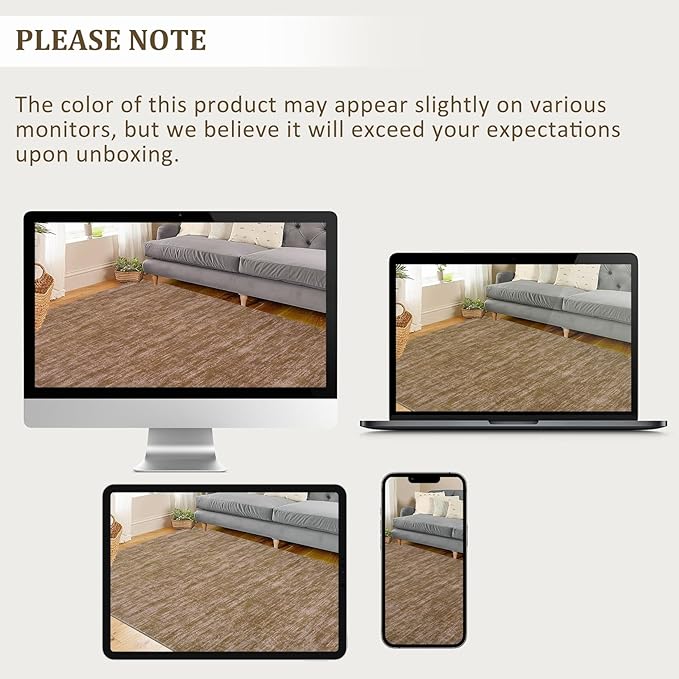 RUGSREAL 9x12 Solid Area Rug for Living Room Bedroom Washable Dining Room Throw Carpet with Rubber Backing Rug Large Modern Solid Color Rug Contemporary Area Rug for Home Office, Taupe