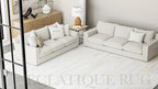 Cowhide Leather Rug for Living Room 9x12 Natural Leather Rug Modern Stripes Style Floor Carpet for Home Decor | Superior Indoor Area Rug White