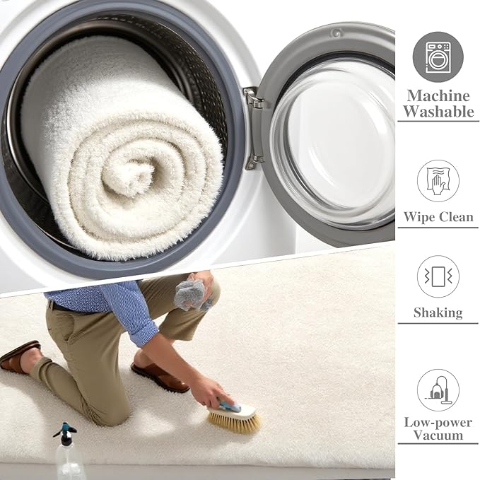 Solid Color Rabbit Fur Carpet, Ultra-Soft and Cozy, Perfect for Bedroom, Living Room Decor and Comfort (White, 4' x 6')