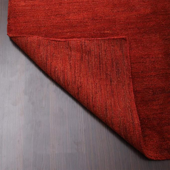 Hand Knotted Loom Wool ECO-Friendly Area Rugs - 10'x13', Rectangle, Light Red Color, Solid Plain Design, High Pile Thick Handmade Anti Skid Rugs for Living Room (L00111)