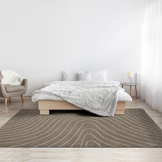 LUXE WEAVERS Modern Geometric Wave Taupe 4x6 Area Rug