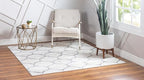 Rugs.com Lattice Frieze Collection Rug – 4' Square Ivory Medium Rug Perfect for Living Rooms, Kitchens, Entryways