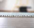 Modern Herringbone Chevron Collection Handcrafted Wool Area Rug - Durable, Zigzag Pattern, for High Traffic, Contemporary Design for Living Room, Bedroom, Dining Room Decor (Denim Blue, 10' x 12')