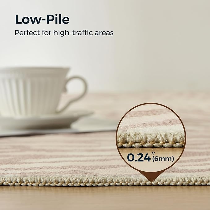 WITSHOCK 6x9 Area Rugs for Living Room: Beige Floral Washable Rugs for Bedroom Dining Room Office Nursery Modern Non-Slip Stain Resistant Low Pile Home Decor（Beige/Brown,6'x9'）