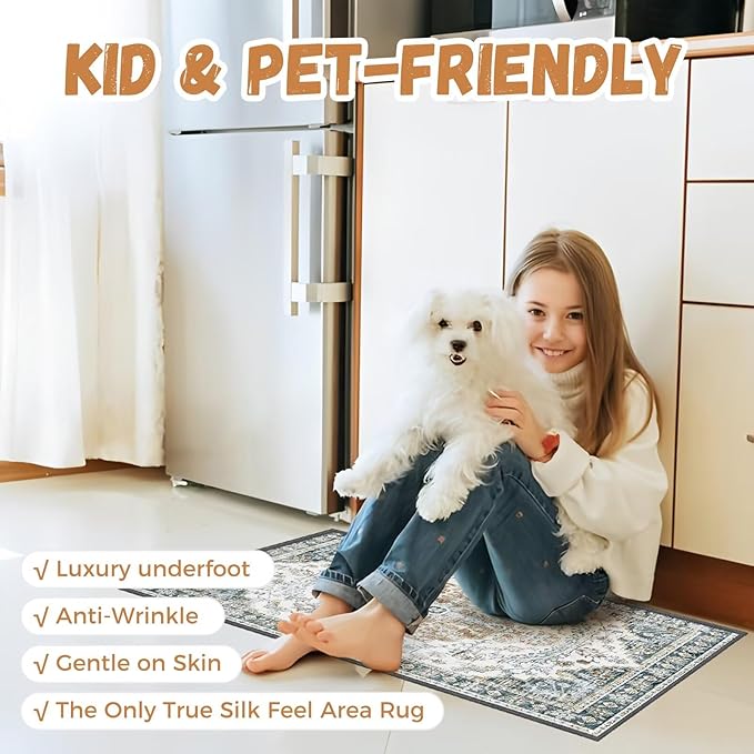 Boho Mandala Pattern Small Rug 2x3ft Runner Rug Non Slip Washable Kitchen Runner Rug with Rubber Backing，Low-Pile Soft Indoor Door mats Washable Runner Rugs for Hallway Entryway Kitchen Bedroom