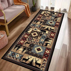 Rustic Cabin Wildlife Long Runner Rug 2x6 Throw Rug,Buffalo Plaid Bear Moose Deer Country,Vintage Area Rug Washable Hallway Rugs Non-Slip Floor Carpet Runner for Bedroom Laundry Room Entrance Door Mat