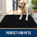 OLANLY Dog Door Mat for Muddy Paws 59x35, Absorbs Moisture and Dirt, Absorbent Non-Slip Washable Doormat, Quick Dry Chenille Mud Mat for Dogs, Entry Indoor Entryway Carpet for Inside Floor, Black