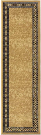 Antep Rugs Alfombras Modern Bordered 2x10 Non-Skid (Non-Slip) Low Profile Pile Rubber Backing Indoor Area Runner Rugs (Brown, 2' x 10')