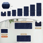 Toilet Rug 22x24 Navy Non Slip Fluffy Toilet Floor Mat U Shaped Washable Bathroom Contour Rug for Toilet Absorbent Thick Toilet Carpet