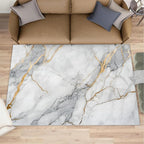 6x9 Abstract Marble Living Room Rug - White-Marble Bedroom Carpet, Modern Luxury Classroom Rug for Carpet Boy Bedroom Office Nursery Hardwood Home Decor
