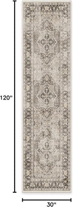 RUGGABLE Washable Vintage Runner Rug – Kamran Hazel 2.5x10, Stain-Resistant, Non-Slip Hallway Runner – Machine Washable Rug for Hallway, Entryway, Living Room & Kitchen–with Cushioned Pad