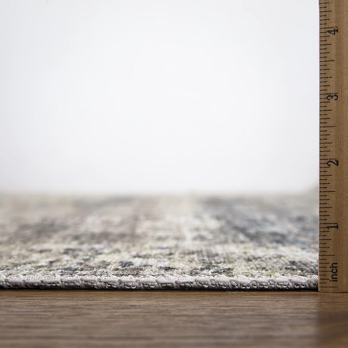 Bloom Rugs Caria Washable Non-Slip 7 ft Runner - Beige Brown/Teal Traditional Runner for Entryway, Hallway, Bathroom, and Kitchen - Exact Size: 2'6" x 7'
