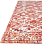 Unique Loom Outdoor Trellis Collection Area Rug - Tribal Trellis (2' 7" x 10' Runner Rust Red/Ivory)