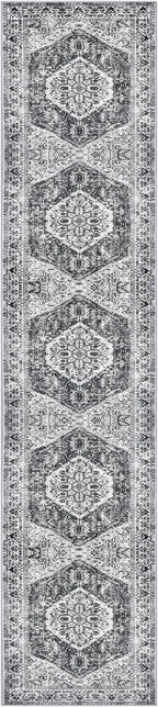 KOZYFLY Runners for Hallways 3x12 Ft Extra Long Washable Kitchen Thin Runner Boho Runner Rug for Entryway Indoor Printed Faux Wool Stair Runner Floor Carpet for Stair Kitchen Hall, Grey