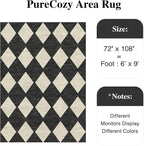 6x9 Checkered Area Rugs for Living Room Black Machine Washable Large Rug Non-Slip Stain Resistant Low Pile Boho Accent Indoor Throw Carpet for Bedroom Dining Room Classroom