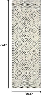 Wonnitar Moroccan Washable 2x6 Runner Rug for Hallways, Non-Skid Carpet Runners for Kitchen, Boho Farmhouse White Non-Shedding Laundry Room Throw Mat for Bathroom Closet Bedroom (Beige,2'x6')