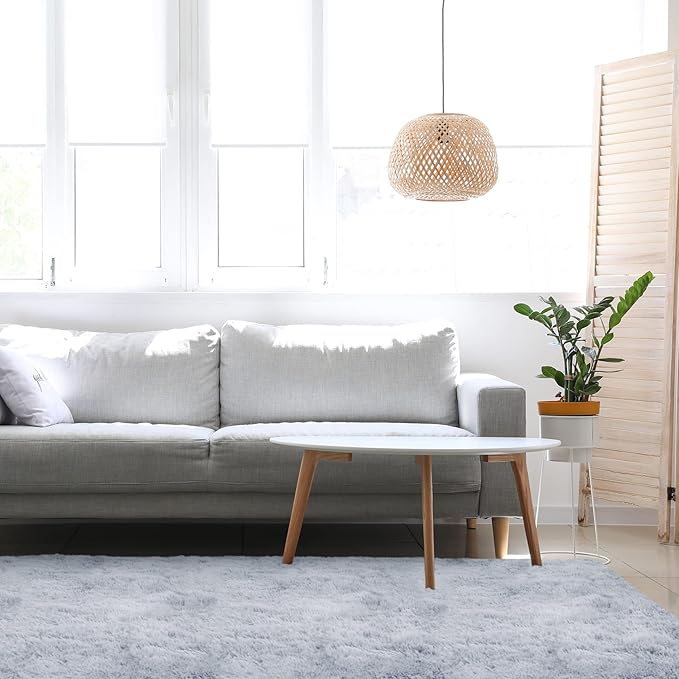 duduta Grey Soft Fluffy Rectangle Rug 3x5 ft, Shag Furry Plush Throw Rug for Bedroom Nursery Living Room Home Decor