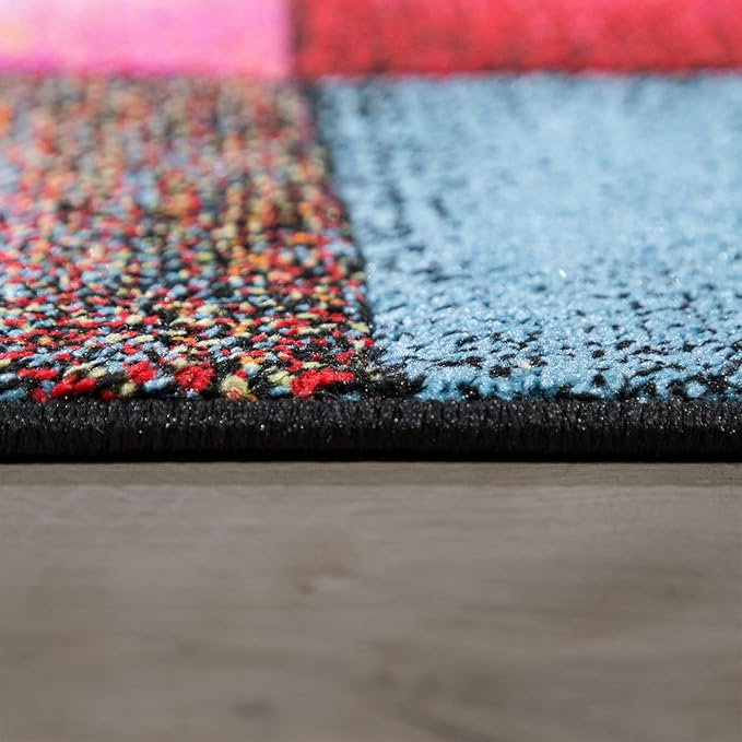 Paco Home Colorful Living Room Rug Checkered Design with Squares Multicolor, Size: 2'8" x 4'11"