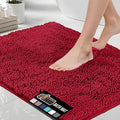 GORILLA GRIP Bath Rug Mat 60x24, Thick Soft Absorbent Chenille, Quick Dry Microfiber Mats, Rubber Backing Washable Shower Floor Rugs, Bathmat Runner, US Designed Bathroom Home Decor Accessories Red
