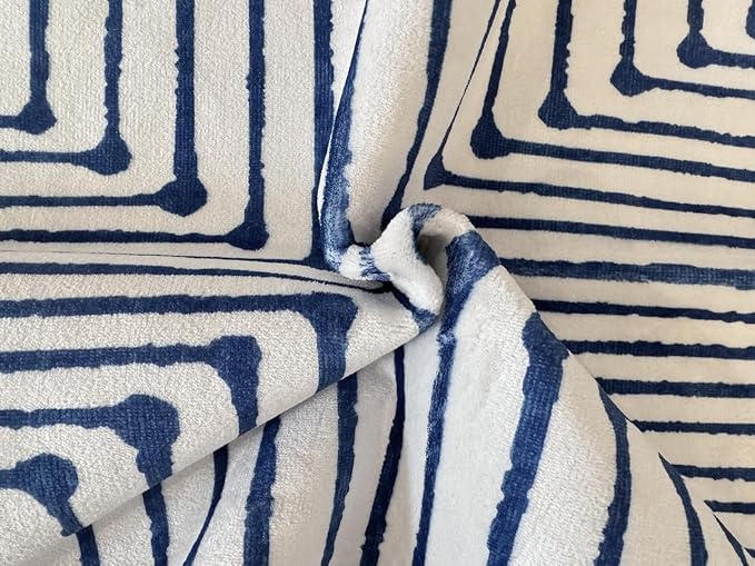 GLN Rugs Contemporary Collection - Machine Washable Area Rug, Contemporary Washable, Non Slip, Low Pile Chenille Rug, Living Room, Bedroom, Kitchen Rug (2'6" x 7' Blue Ivory)