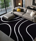 YIHOUSE Black Modern Area Rug 6x9,Abstract Rugs for Bedroom,Black and White Geometric Rug,Minimalist Wave Rug,Dark Washable Area Rugs 6x9 Non Slip Rugs for Living Room，Office