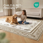 SOULFUL Medium Pile 2x3 Entryway Rug - Soft Foot Feel Small Area Rug - Brown Boho Floral - Washable Non-Slip - Perfect for Hallway Kitchen Bedroom Bathroom Indoor Entrance