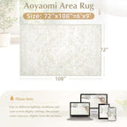 Vintage Living Room Area Rug - 6x9 Large Machine Washable Boho Area Rug Distressed Floral Rugs for Bedroom, Soft Non-Slip Indoor Floor Accent Rugs for Office Dining Room (Cream Beige, 6'x9')