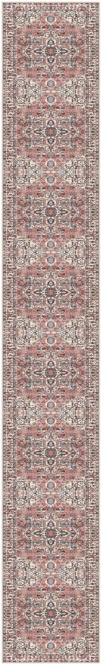 KOZYFLY Runners for Hallways 3x20 Ft Extra Long Faux Wool Washable Thin Hallway Rug Printed Runner Carpet for Entryway Bedroom Stair Kitchen Hall Living Room Decor, Terracotta/Beige