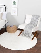 Unique Loom Solo Collection Area Rug - Calabasas (5' 3" Round, Snow White)
