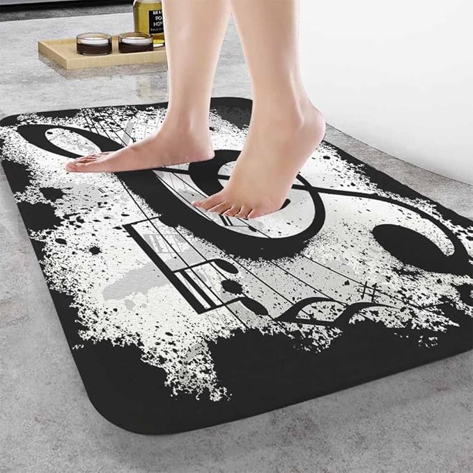 Music Notes Bath Rugs for Bathroom Durable Flannel Bath Rug Clearance Mats for Forlaundry Room and Kitchen Decor Carpt Washable 20 X 32 Inch Mat