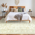 LIVEBOX Washable Area Rug 8x10 - Large Beige Boho Living Room Rug Vintage Rugs for Bedroom, Non-Slip Retro Floral Carpet Print Distressed Accent Rugs for Dining Room Home Office