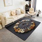 Round Guitar Large Area Rug 5x7 Musical Instruments Living Room Rug | Music Notes Modern Rock Rugs for Bedroom, Grunge Hip Hop Carpet Indoor Floor Mat