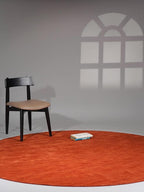 Hand Knotted Loom Wool ECO-Friendly Area Rugs - 6'x6', Round, Light Red Color, Solid Plain Design, High Pile Handmade Anti Skid Area Rugs for Living Room, Bed Room (L00111)
