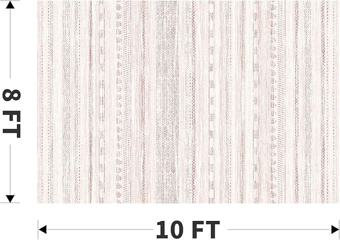 8x10 Pink Area Rugs for Living Room Machine Washable Rug Distressed Girls Nursery Rug Indoor Carpet Neutral Moroccan Boho Ultra Soft Area Rug for Bedroom Dining Room Playroom Office